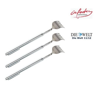 infactory Kratzhand: 3er-Set Teleskop-Rückenkratzer mit Halte-Clip, 16,5 - 52 cm