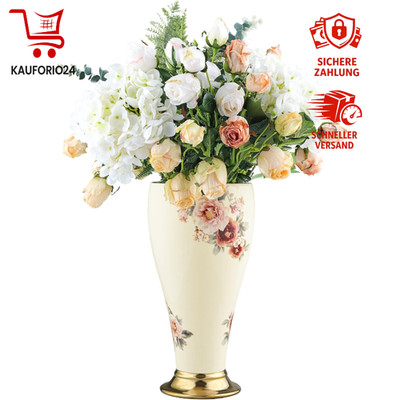 Vintage Blumen Vase aus Porzellan, handgefertigte Tischdekoration