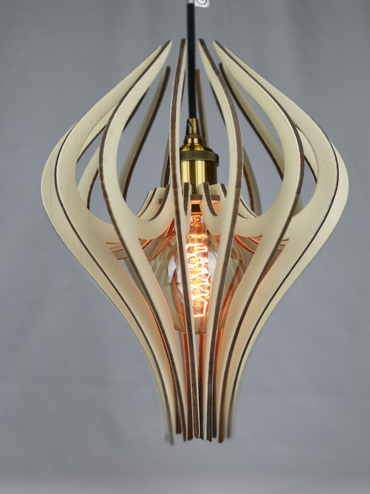 TULIPÁN, Lámpara de Bambú Ecológica con Bombilla Edison E27