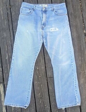 Vintage 90s Levi's 517 Boot Cut Perfectly Distressed Blue Jeans 36x30