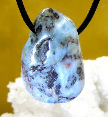 LARIMAR  Freeform  Trommelstein   gebohrt  EDELSTEIN  ANHÄNGER  A-Qualität Nr.40