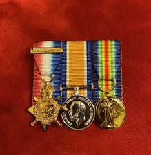 WW1 Miniature Medal Trio Mons Star Ready Court Mounted,1914 Star+bar,BWM,Victory