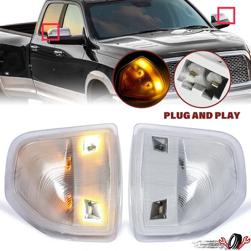 Clear Lens Amber LED Side Mirror Lights Turn Signal For Dodge Ram 1500 2500 3500