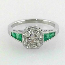 2 CT White Round Cut CZ Vintage Style Art Deco Wedding 925 Sterling Silver Ring