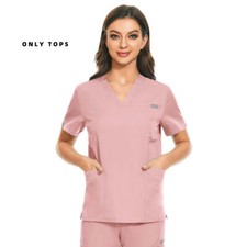 Effortlessly Stylish: Unisex V-Neck Short Sleeve Scrubs Top   Elevate Your Comfo