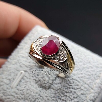 Natürlicher Rubin Ring 925 Silber - 100% Original Rubin - Laborzertifiziert