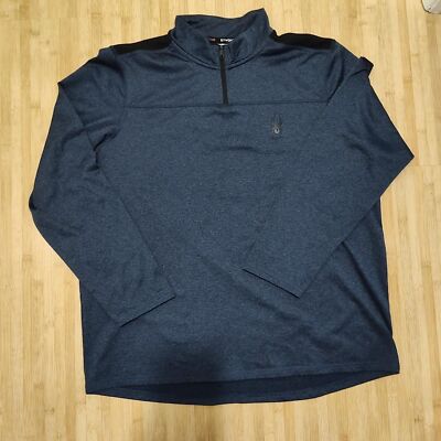 SPYDER Active Dust Navy Heather 1/4 Zip Pullover Jacket Moisture Wicking Large