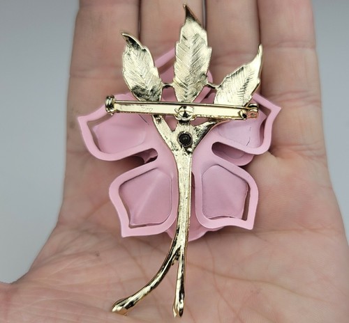 Vintage Coro Enamel Flower Brooch Pin And Matching Clip On Earings w/ Pearlf - Picture 15 of 24