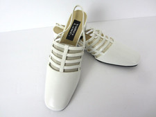 NEW Vintage 90s Valley Lane White Solid Toe Strappy Sling Back Heels Size 9W