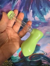 5 " Hammer Dry  Tobacco Pipe Collectible Glass Pipes Phoenix Star  Green