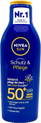 1x NIVEA SUN Schutz & Pflege Sonnenschutz Sonnencreme 50+ LSF Wasserfest - 200ml