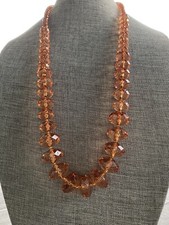 Joan Rivers Peach Lucite Beads Faceted Graduated Necklace Statement 29” +3” 