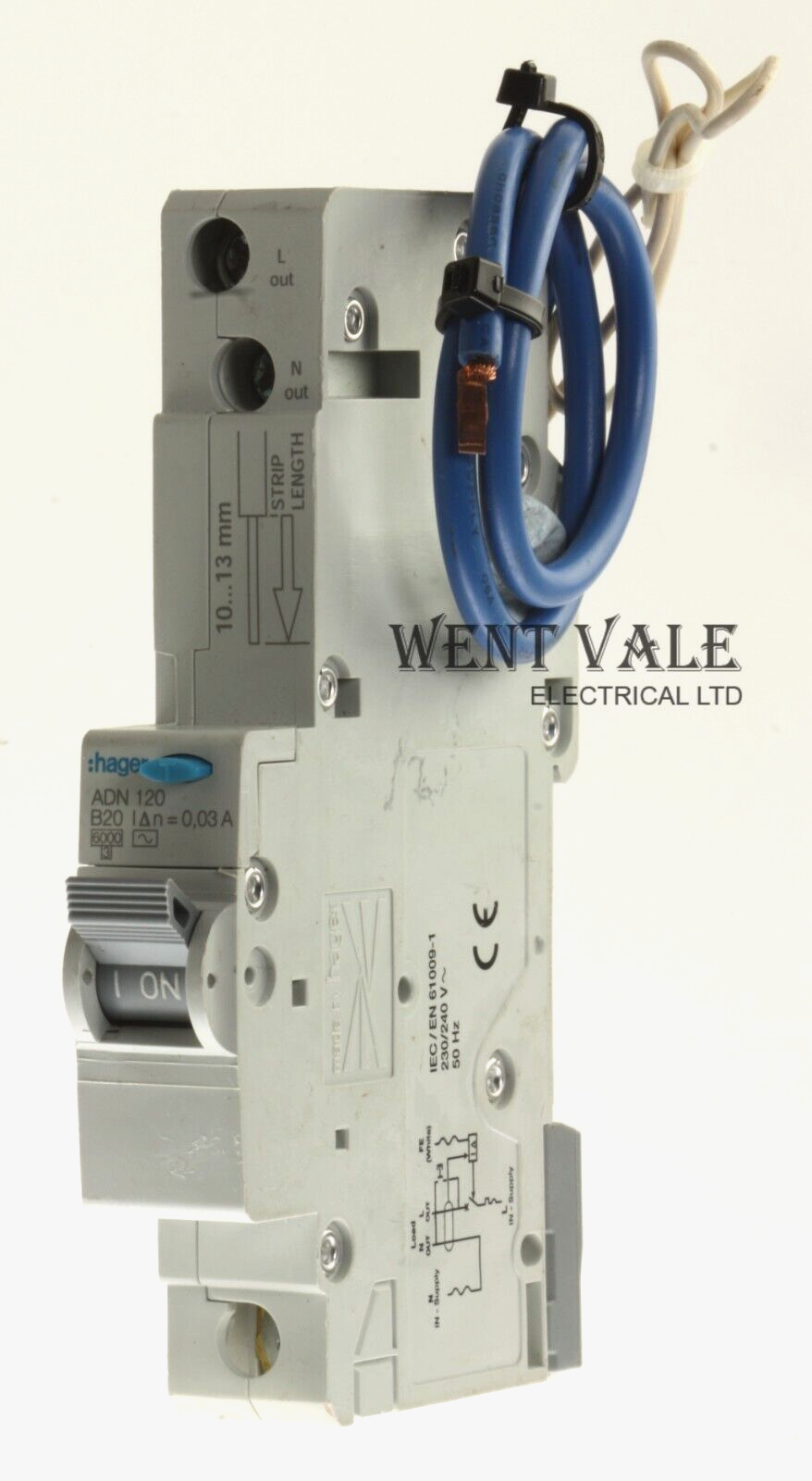 Hager ADN120 - 20a 30mA Type B Single Pole Class AC RCBO Used