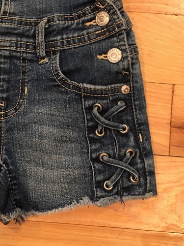 Jordache Girls Kids Size XS 4/5 Blue Jean Denim Bib Stretch Overalls Shorts VGC - Picture 4 of 12