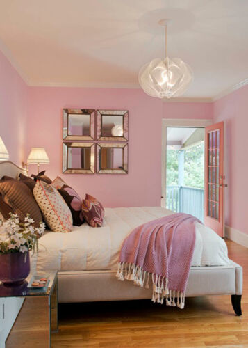Einfache hellrosa Schlafzimmer Tapete - 45981 - Amelia - Shabby Chic/modernes Feature - Bild 1 von 4