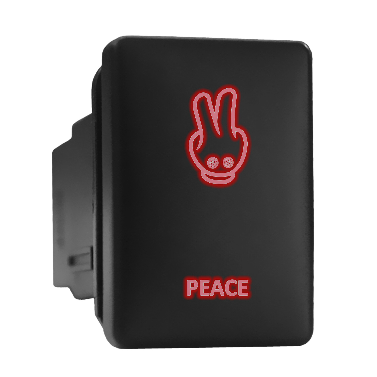 Red Backlit PEACE Push Switch 1.28x0.87