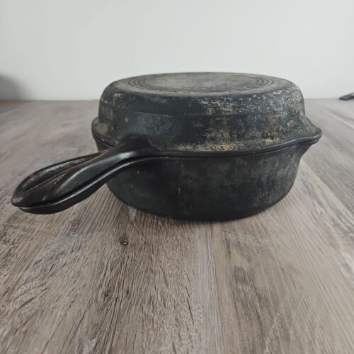 Rare Vintage Antique Wagner Sidney O Hinged Double Skillet Dutch Oven