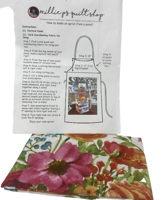 Millie P's Quilt Shop Panel Apron Pattern & Roots of Love Floral Panel NEW