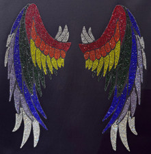 Rhinestone Design, Iron On Transfer Hot Fix, Rainbow LA Wings