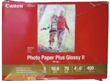 Canon PP-301 5* Photo Paper Plus High Glossy II  4" x 6", 400 Sheets See Pics