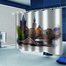 All kinds of buildings 3D Shower Curtain Waterproof Fabric Bathroom Decoration