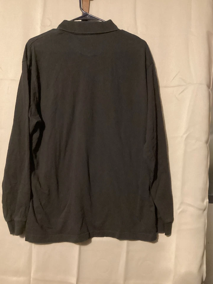 Camisa grande negra vintage Slate’s manga larga cuarto abotonada para hombre Foto 2 de 3