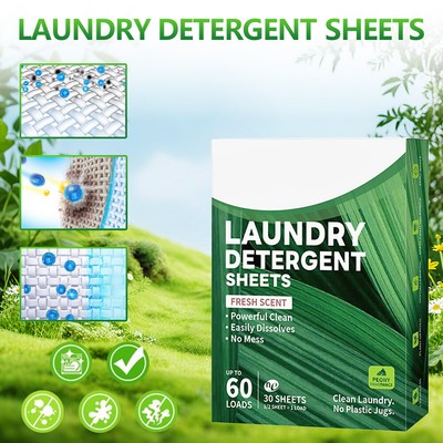 1/2/3 PACK Laundry Detergent Sheets   60 Loads - Eco Washer Sheets Detergent