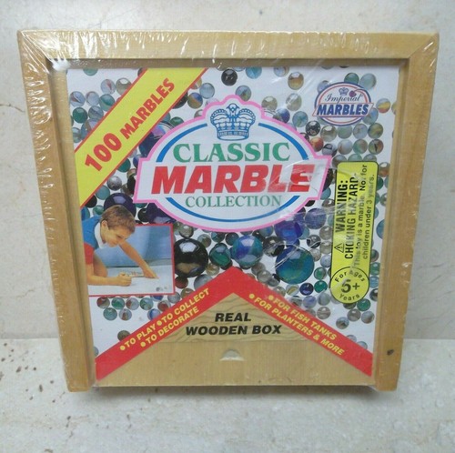 NEW Imperial Classic Marble Collection 100 Marbles Wood Box NEW Sealed NOS - Picture 2 of 10
