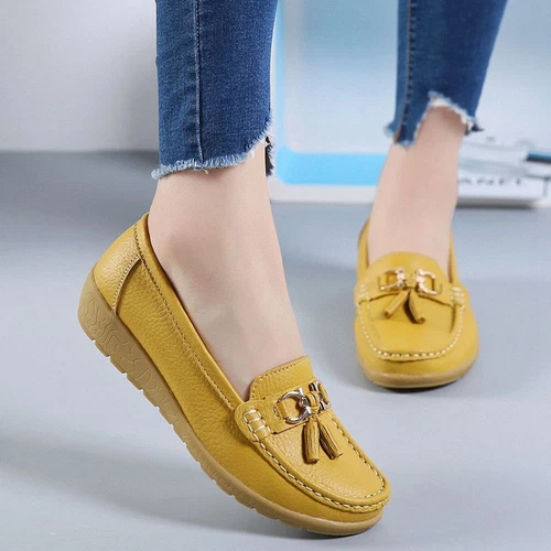 Fit Shoes Loafer Wide Slip On Womens Ladies Shoe Size Work Leather Memory Foam - Picture 13 of 37