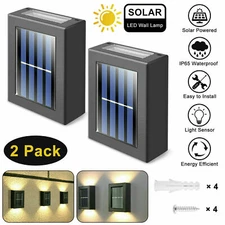 Outdoor Solar 2 LED Deck Lights Path Garden Patio Pathway Stairs Step Fence Lamp