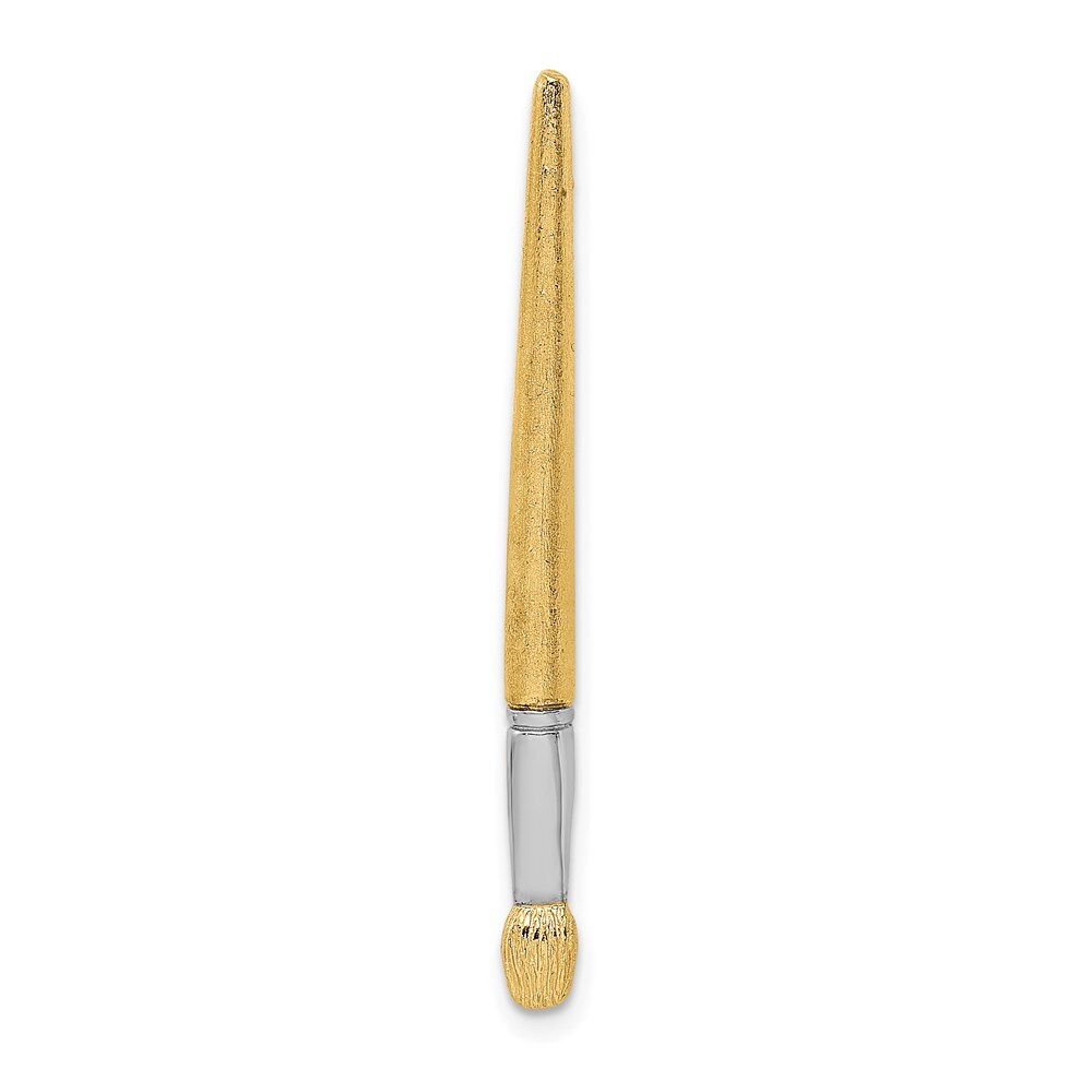 14k Yellow Gold w/Rhodium 3-D Oil Paint Brush Charm Pendant Perfect Gift for Her