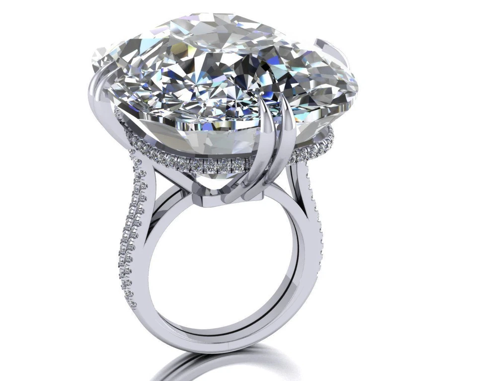 100ct Cocktail Party Ring 925 Sterling Silver Beautiful White Cushion Shape Gift - Image 3 of 4