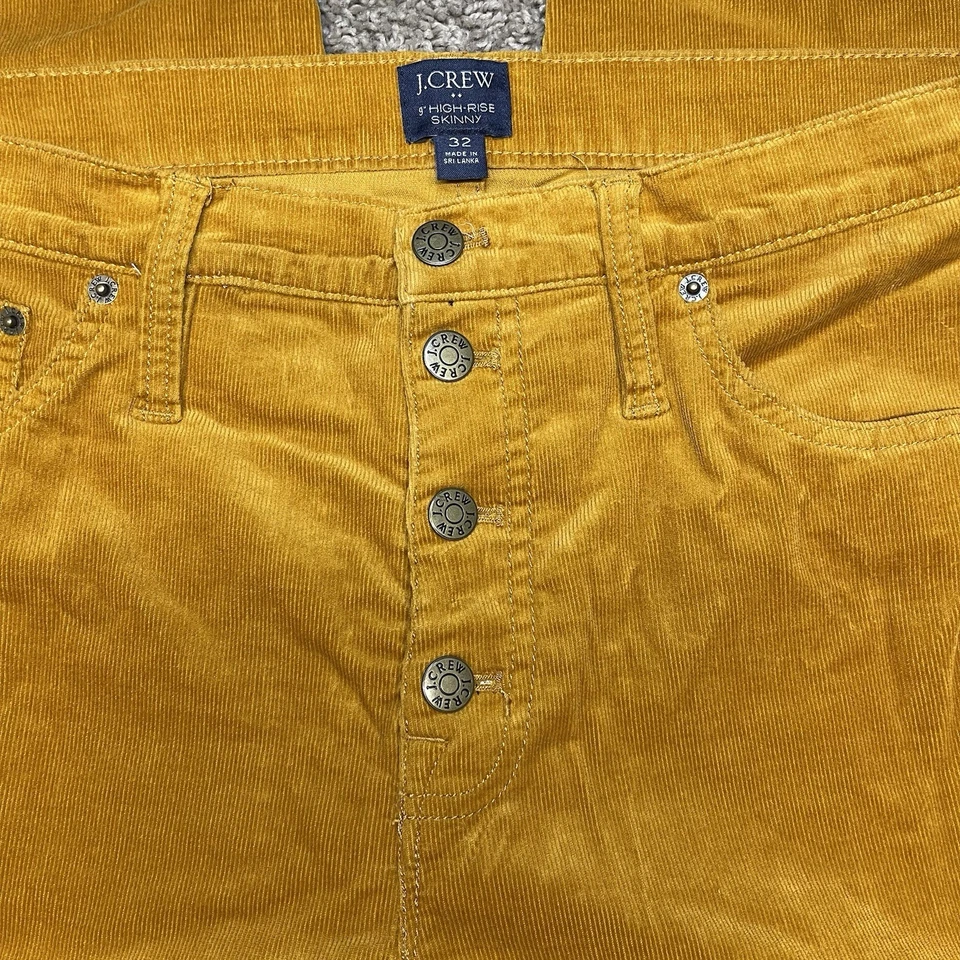 J. Pantalones de pana Crew talla 32 tiro alto ajustados mostaza informales preppy Foto 4 de 4