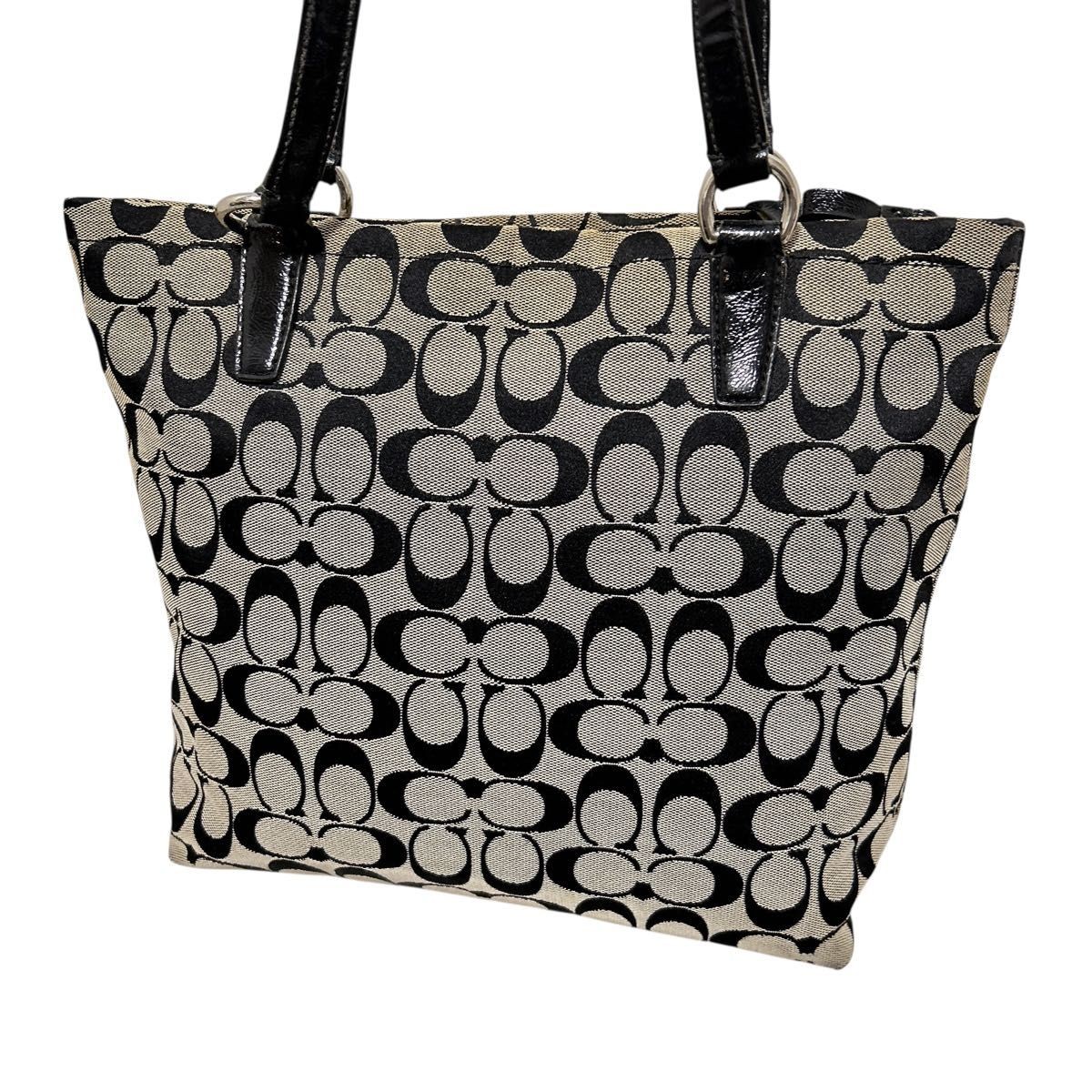 COACH Signature Tote Bag Handbag Leather Canvas Shoulder Brand Bag Black Everyda thumbnail 4