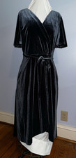 Vince Camuto Wrap Midi Dress 12 Velvet Flutter Sleeve High-Low Cocktail NWT Blue