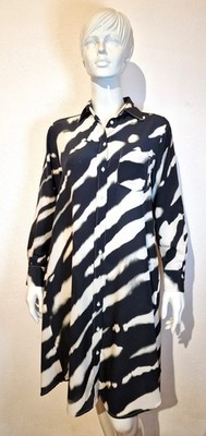 Max Mara Weekend Kleid aus Seide in Schwarz/Creme Größe S