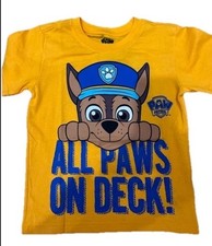 NWT Paw Patrol Chase Boys Short Sleeve Graphic T-shirt Size 6 Yellow