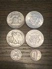 1944 USA Silver Walking Liberty Half Dollar-+ 4 More Silver Halfs + 2 Dimes