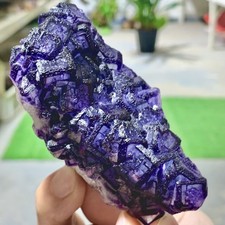 211G Inner Mongolia Natural Fluorite Purple Edged Cube Crystal Mineral Specimen