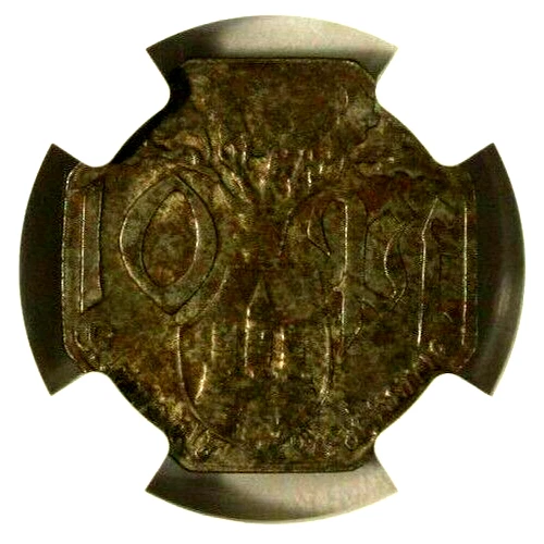 Germany 10 Pfennig 1917 NGC AU  Details Iron City of Warburg Lamb-564.3