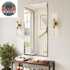 Frameless Bathroom Mirror for Wall, 24"X48" Beveled Bathroom Vanity Mirror, Wall