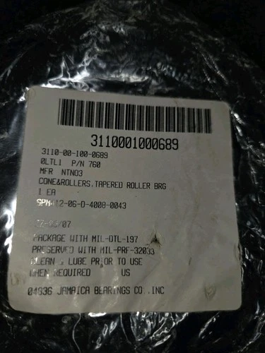 military bower 760 cone and rollers nsn 3110-00-100-0689 usa made 3.562 ID 