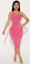 Fashion Nova On Board Slinky Midi Dress - Fuchsia Size M
