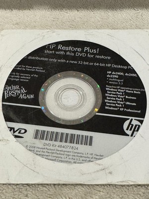 HP Restore Plus! dx2400 dx2450 dx2390 - CD ONLY IN GOOD CONDITION!!!