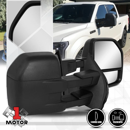 [Pair] Manual Adjust Telescoping Extendable Towing Side Mirror for 15-18 F150