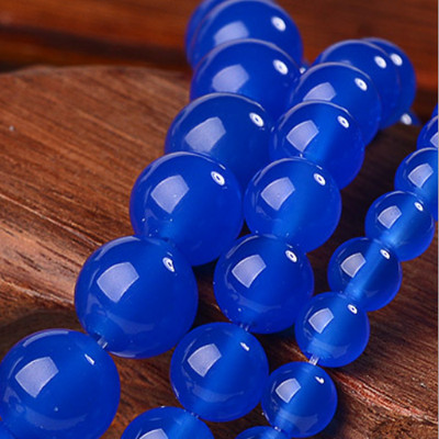Beautiful 6/8/10mm Natural blue Jade Gemstones Round Loose Beads 15''
