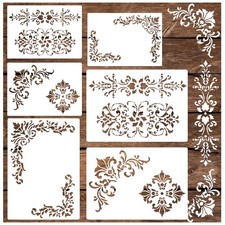 Corner Stencils for Painting, Vintage Damask Border Stencil Template Reusable...