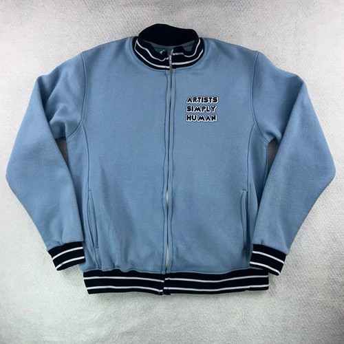 Artists Simply Human ASH Blue Fleece Bomber Jacket Full Zip Mens Size Medium 90s - product listing photo