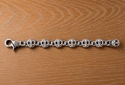 Vintage Amal Guessous A&G Rock 10  Solid 925 Silver Bracelet Chrome Heart Design