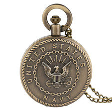 United States Navy Pocket Watch - Long Chain Quartz Watch - US Navy